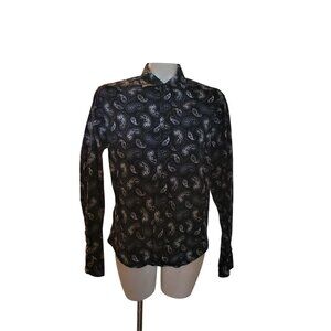 CONSEQUENCE Black Paisley Long Sleeve Button-Up Shirt  S Designer luxury‎ cowboy